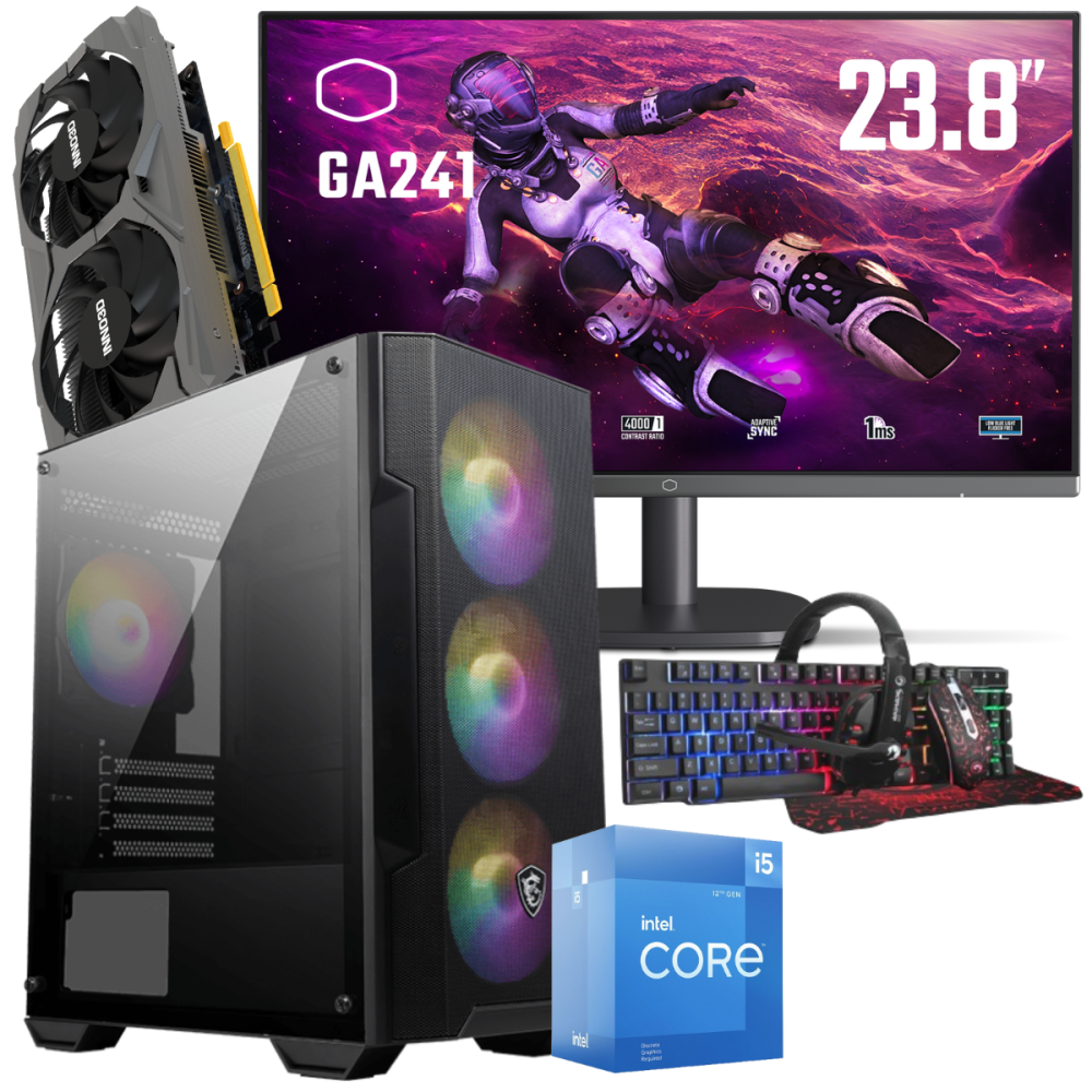 Setup Gamer Special Pc de Bureau Gaming / i5-12400F / GTX 1650 4G / 16 Go Avec Écran Cooler Master 24" Full HD VA 100 Hz