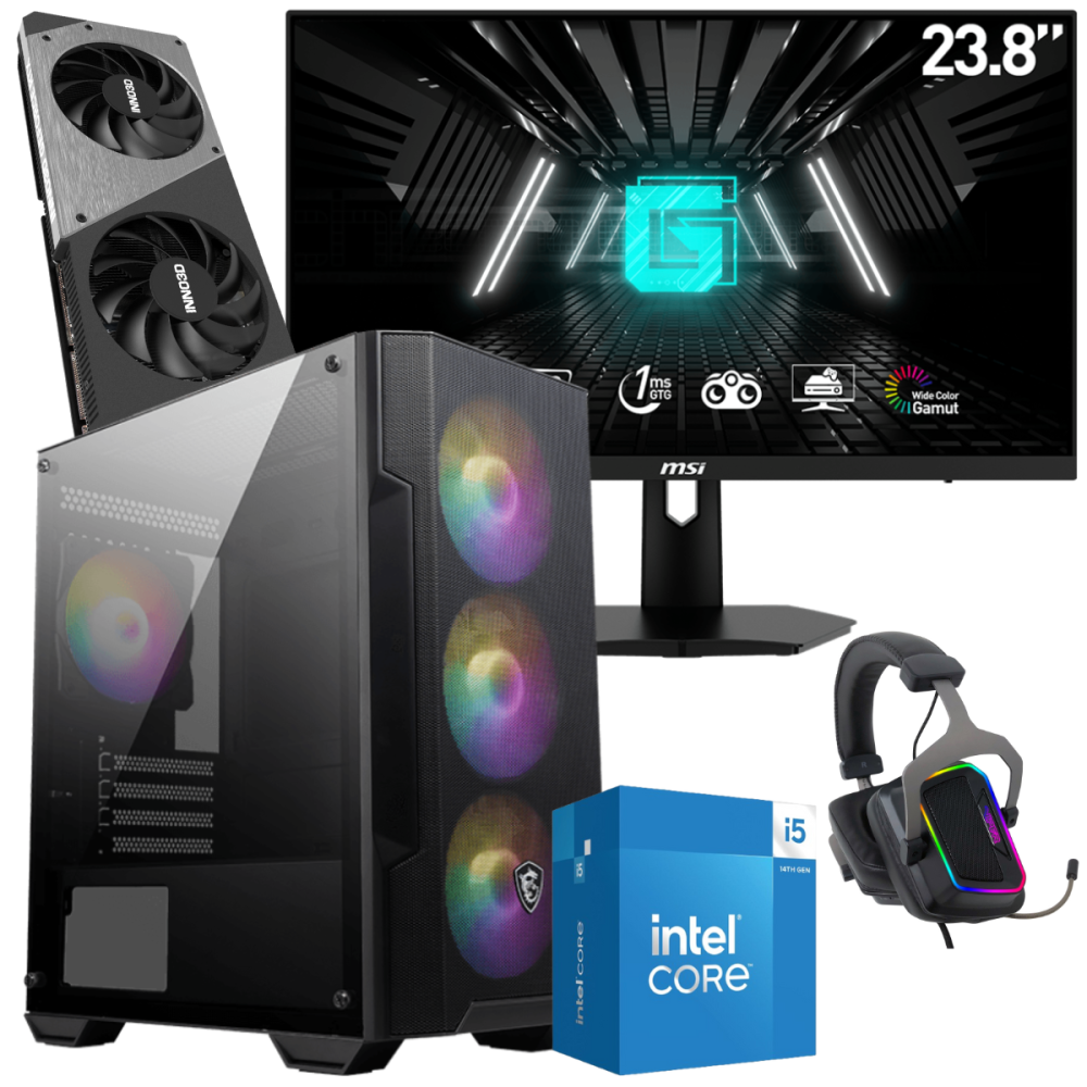Setup Gamer Special Pc de Bureau Gaming / i5-14400F / RTX 4060 Ti 8G / 16 Go Avec Écran MSI 24" Full HD IPS 180 Hz