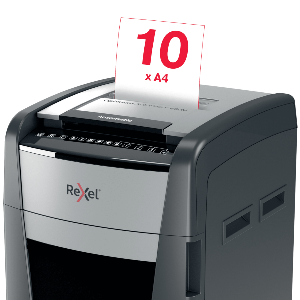 Destructeur De Documents Rexel Optimum AutoFeed+ 600M Coupe micro / Noir