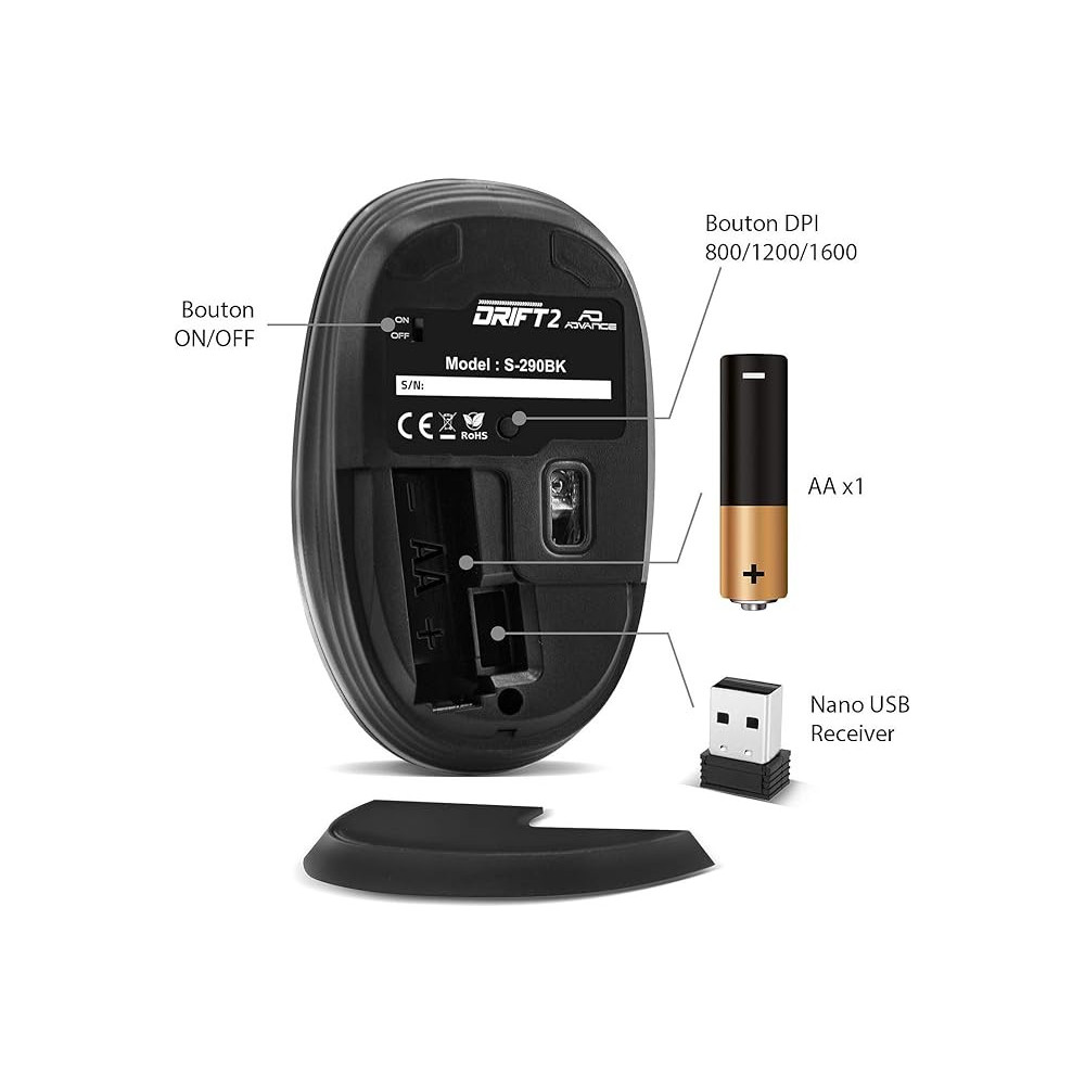 Souris sans fil Advance Drift 2 / Noir