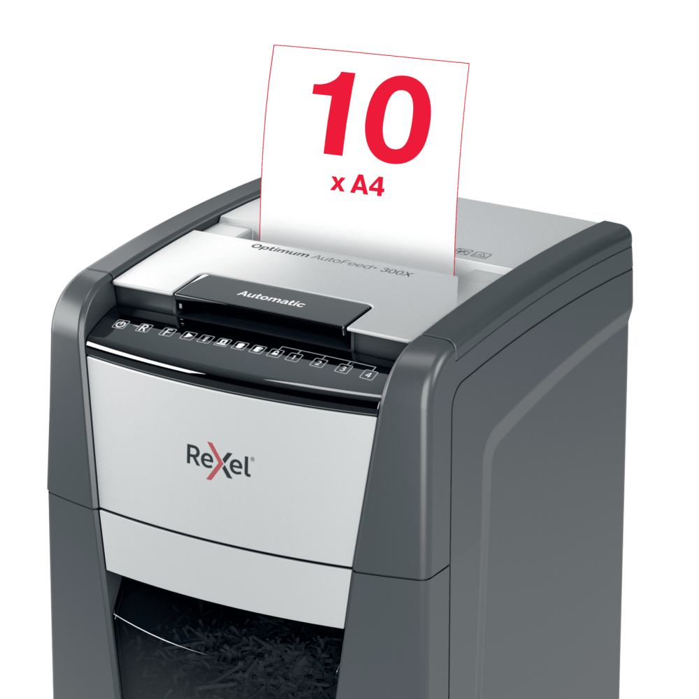 Destructeur De Documents Rexel Optimum AutoFeed+ 300X Coupe croisée / Noir
