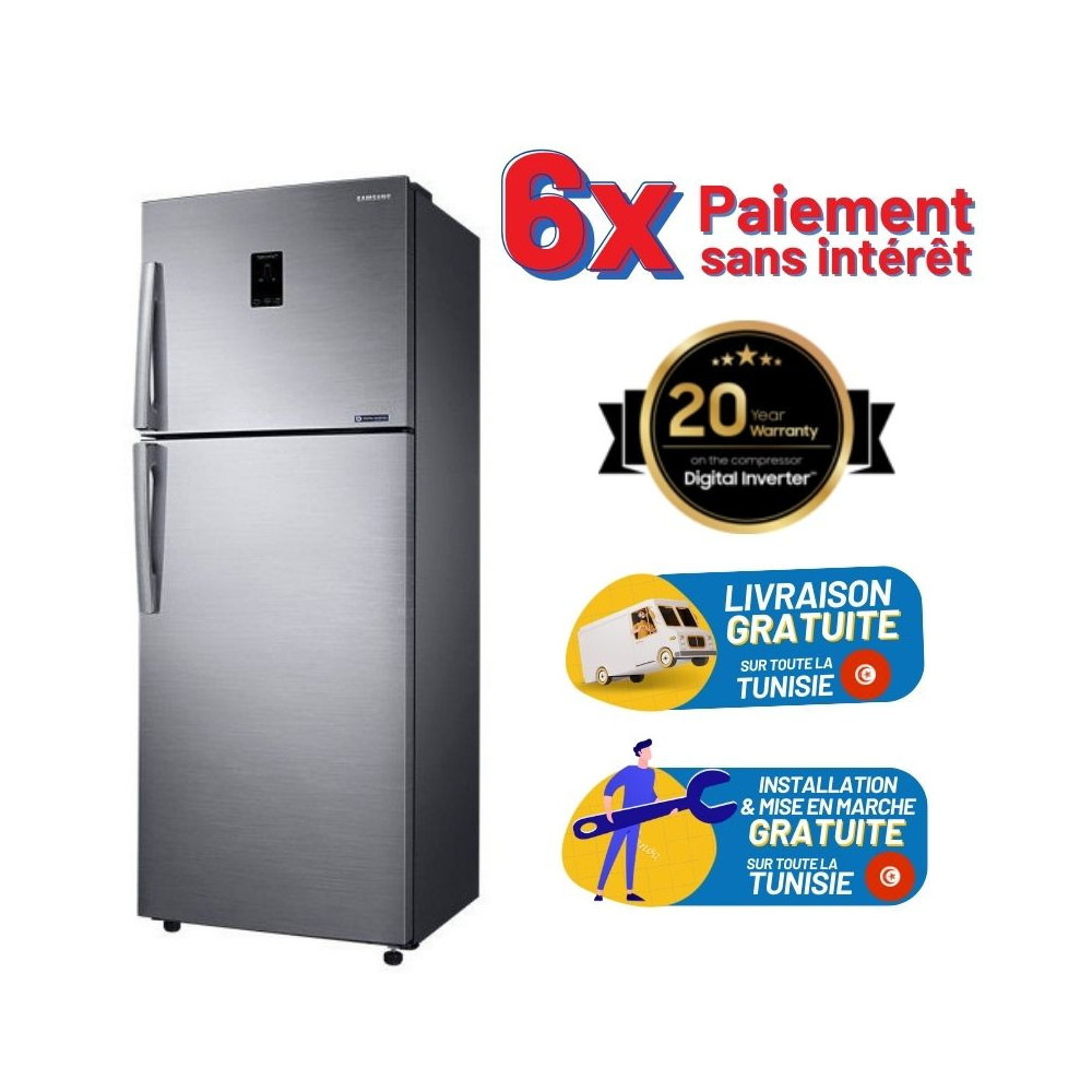 Réfrigérateur Samsung Twin Cooling Plus 440L avec Afficheur / Silver + Livraison + Installation et Mise en Marche Gratuites