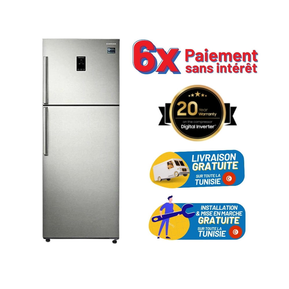 Réfrigérateur Samsung Twin Cooling Plus 500L avec Afficheur / Silver + Livraison + Installation et Mise en Marche Gratuites