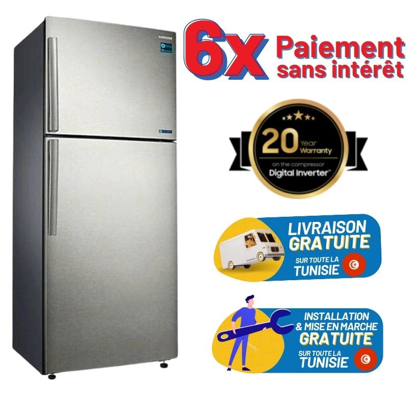 Réfrigérateur Samsung avec congélateur en haut Twin Cooling Plus 440L / Silver + Livraison + Installation et Mise en Marche Gratuites