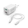 CHARGEUR RÉSEAU UNIVERSEL USB & TYPE-C 32W / Avec câble USB-C / Blanc