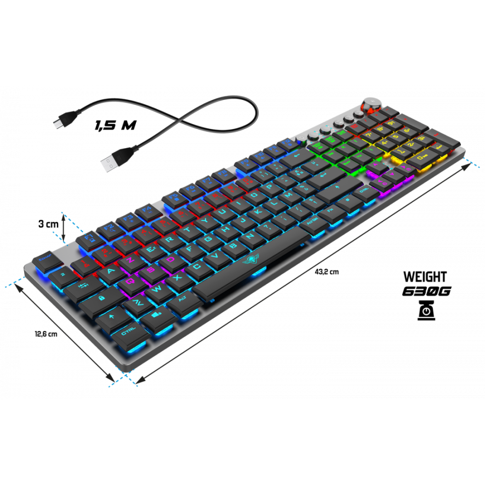 Clavier gaming mécanique Sans Fil RGB Spirit of Gamer XPERT-K1500 / RED SWITCHS / Noir