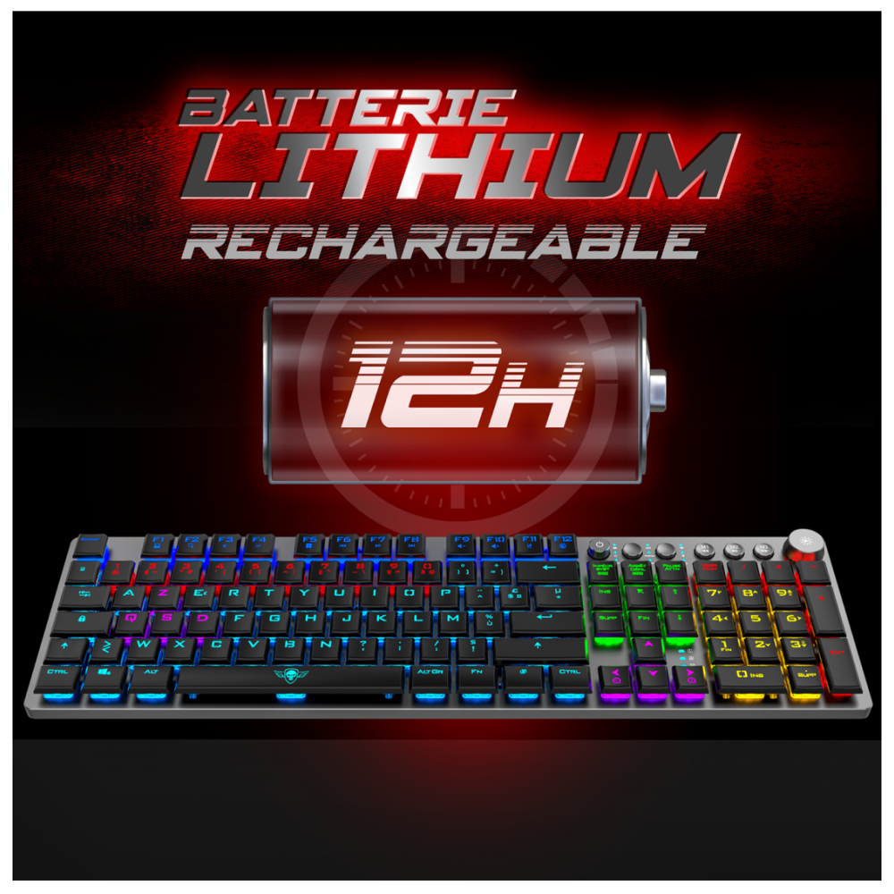 Clavier gaming mécanique Sans Fil RGB Spirit of Gamer XPERT-K1500 / RED SWITCHS / Noir