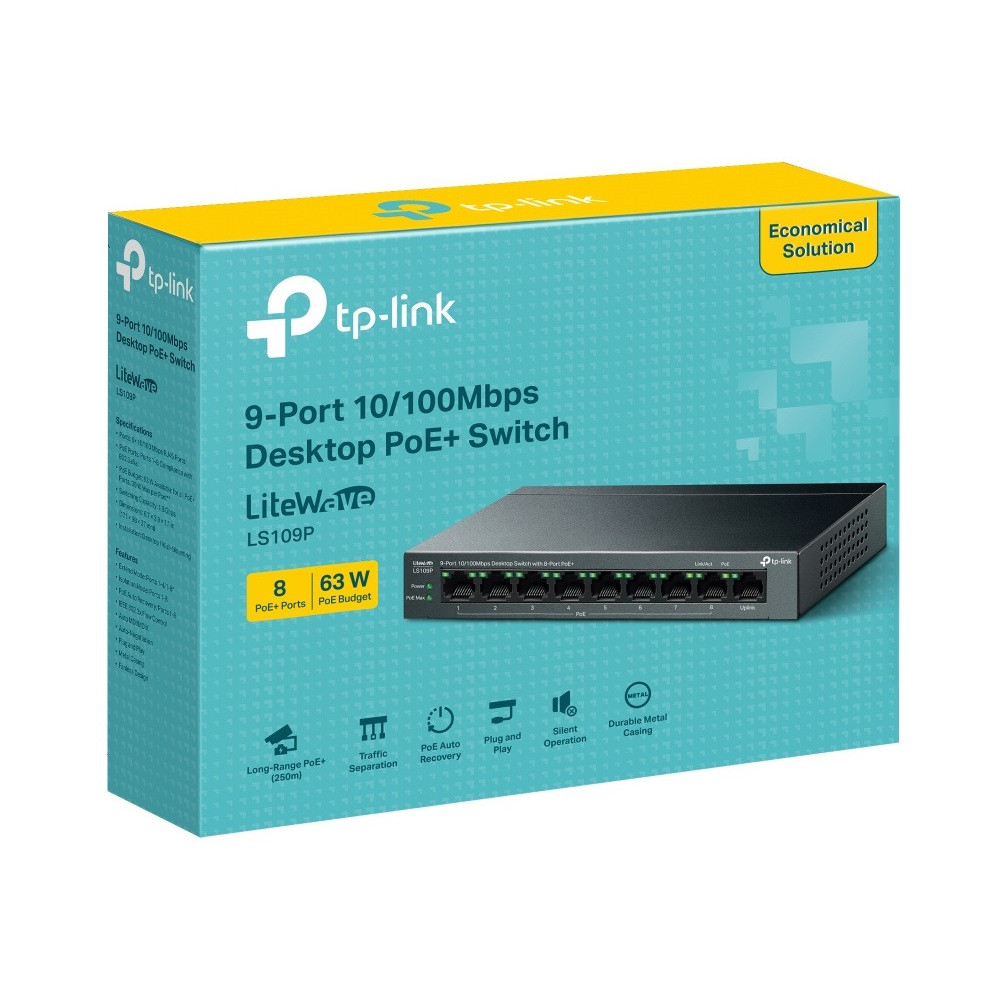 Switch de bureau Tp-link LS109P 9 ports 10/100 Mbps
