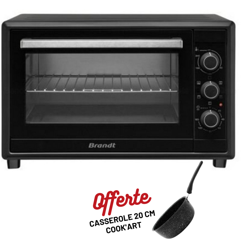 Four Electrique Brandt FC420MUB Chaleur Tournante / 42L / Noir + Casserole 20 cm Cook'art Gratuite