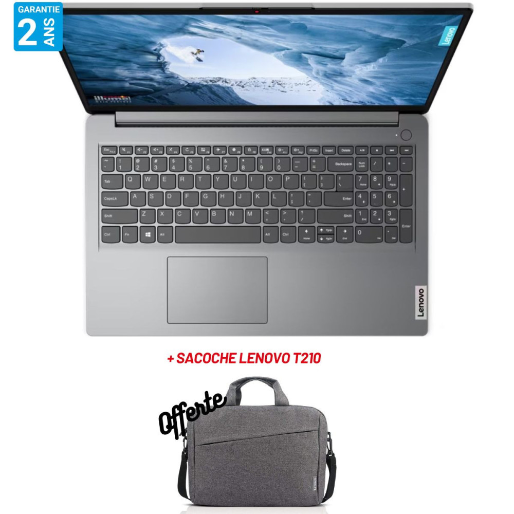 PC Portable Lenovo IdeaPad 1 15IGL7 / Intel Celeron N4020 / 16 Go / 256 Go SSD / Gris / Windows 11 + Sacoche Lenovo T210 Offerte