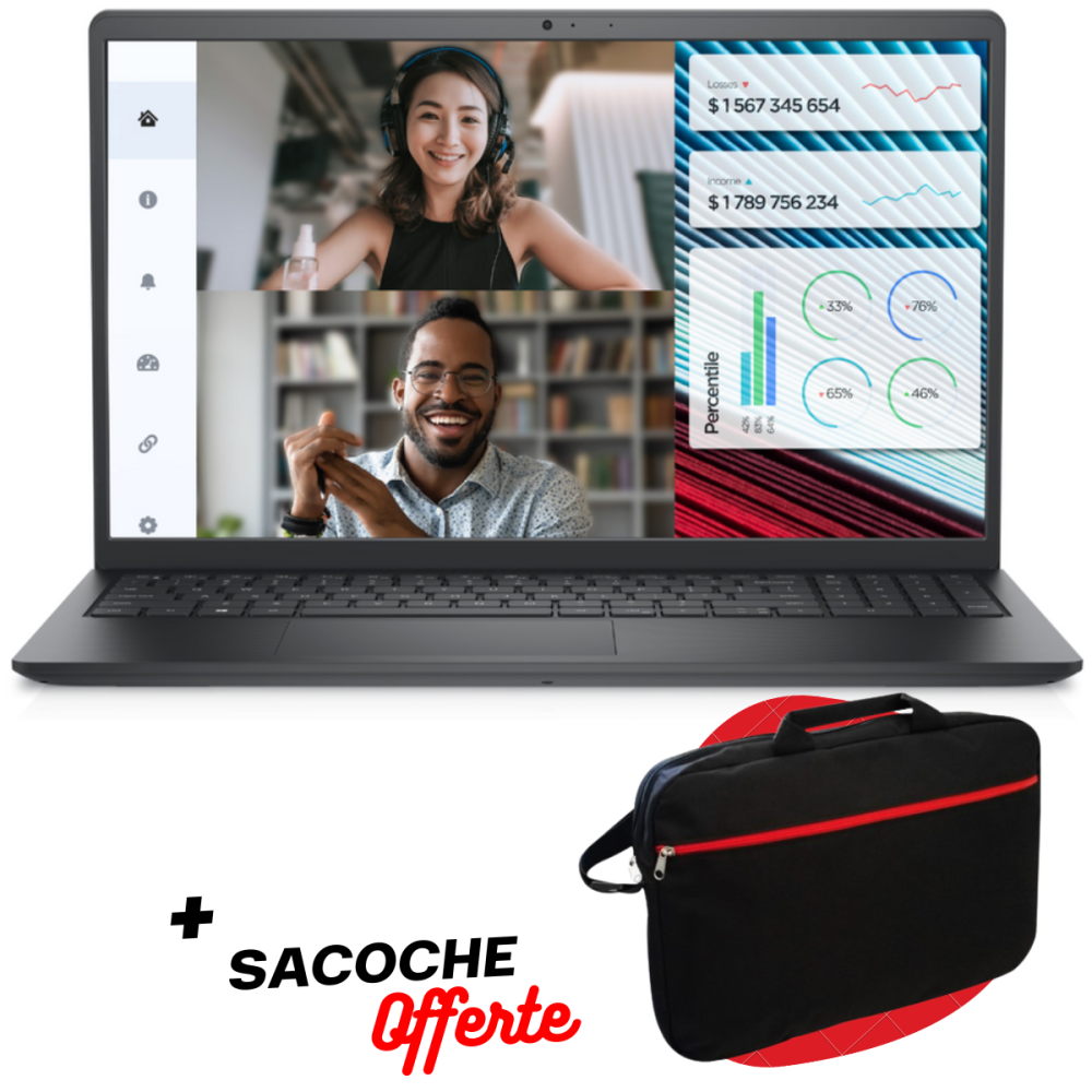 Pc Portable DELL Vostro 3520 / Écran 15,6" HD / 4 Go / Noir Avec SACOCHE Offert
