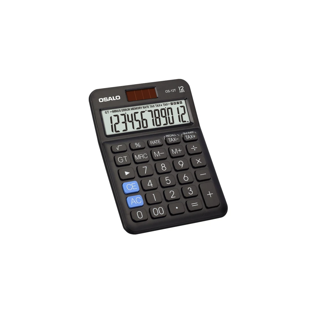 Calculatrice de bureau Osalo à énergie Solaire OS-12T / Noir