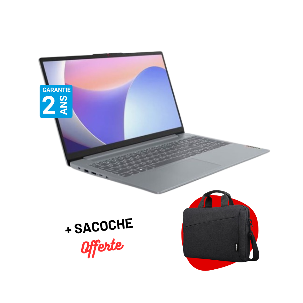 Pc Portable Lenovo IdeaPad Slim 3 15IRU8 / i3-1305U / 8 Go / Windows 11 Pro / Gris / Avec Sacoche Lenovo Offerte