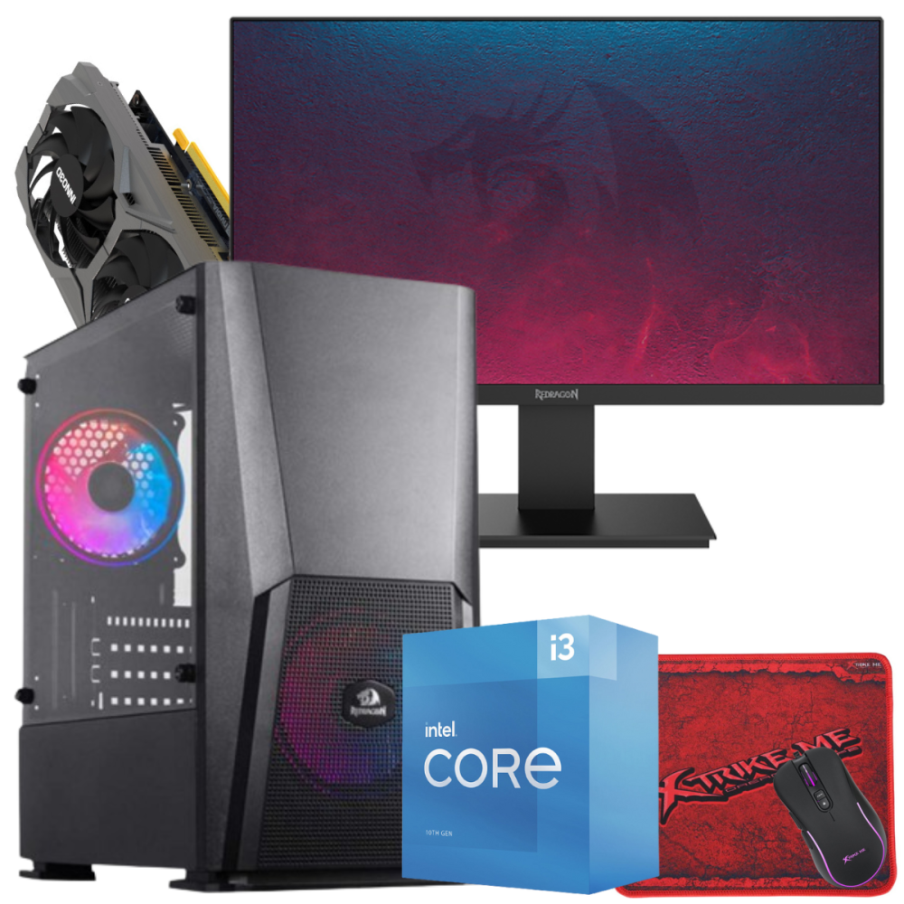 Setup Gamer Special Pc de Bureau Gaming / i3-10105F / GTX 1650 4G / 16 Go Avec Écran REDRAGON 21.5" Full HD VA 100 Hz