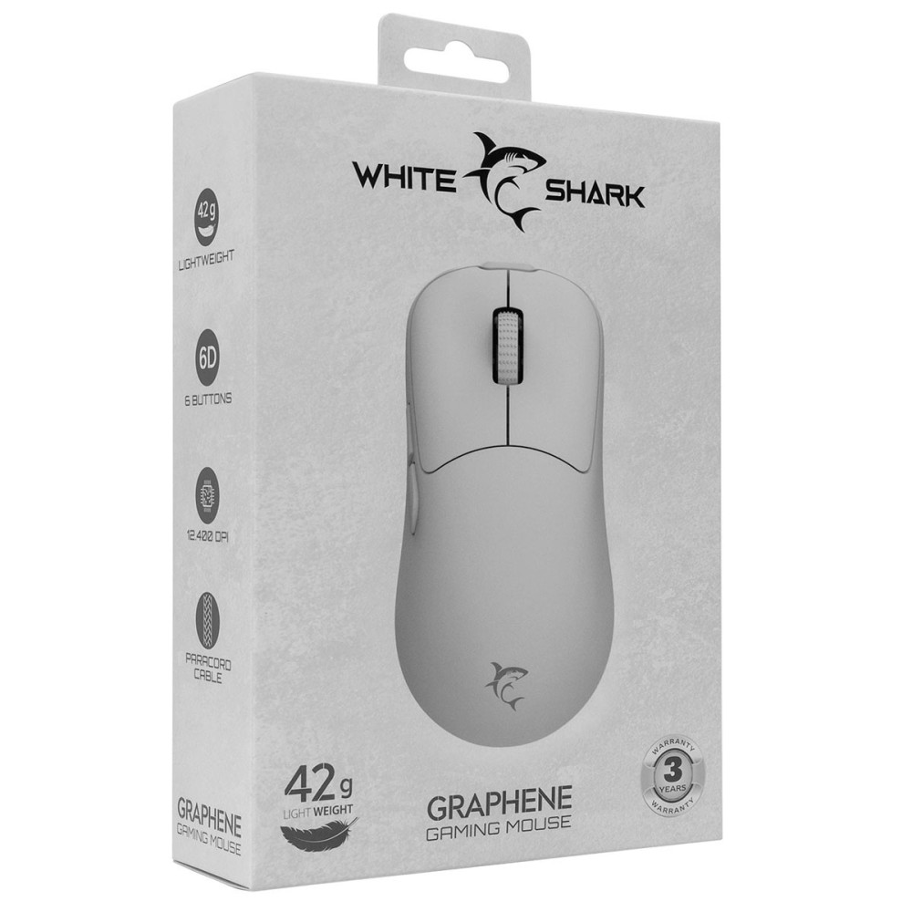 Souris Gaming White Shark  GM-5014 GRAPHENE  / 12 400 DPI / Blanc