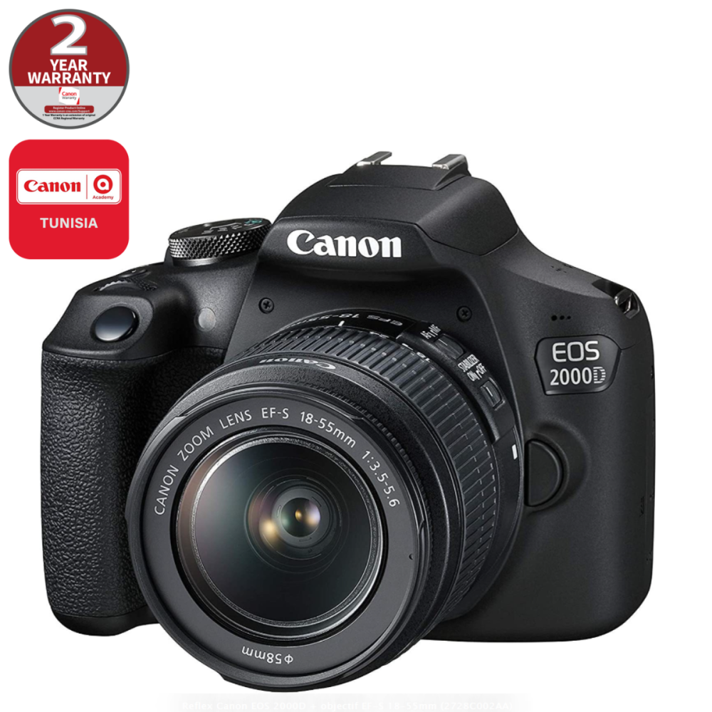 Appareil Photo Reflex Canon EOS 2000D + objectif EF-S 18-55mm