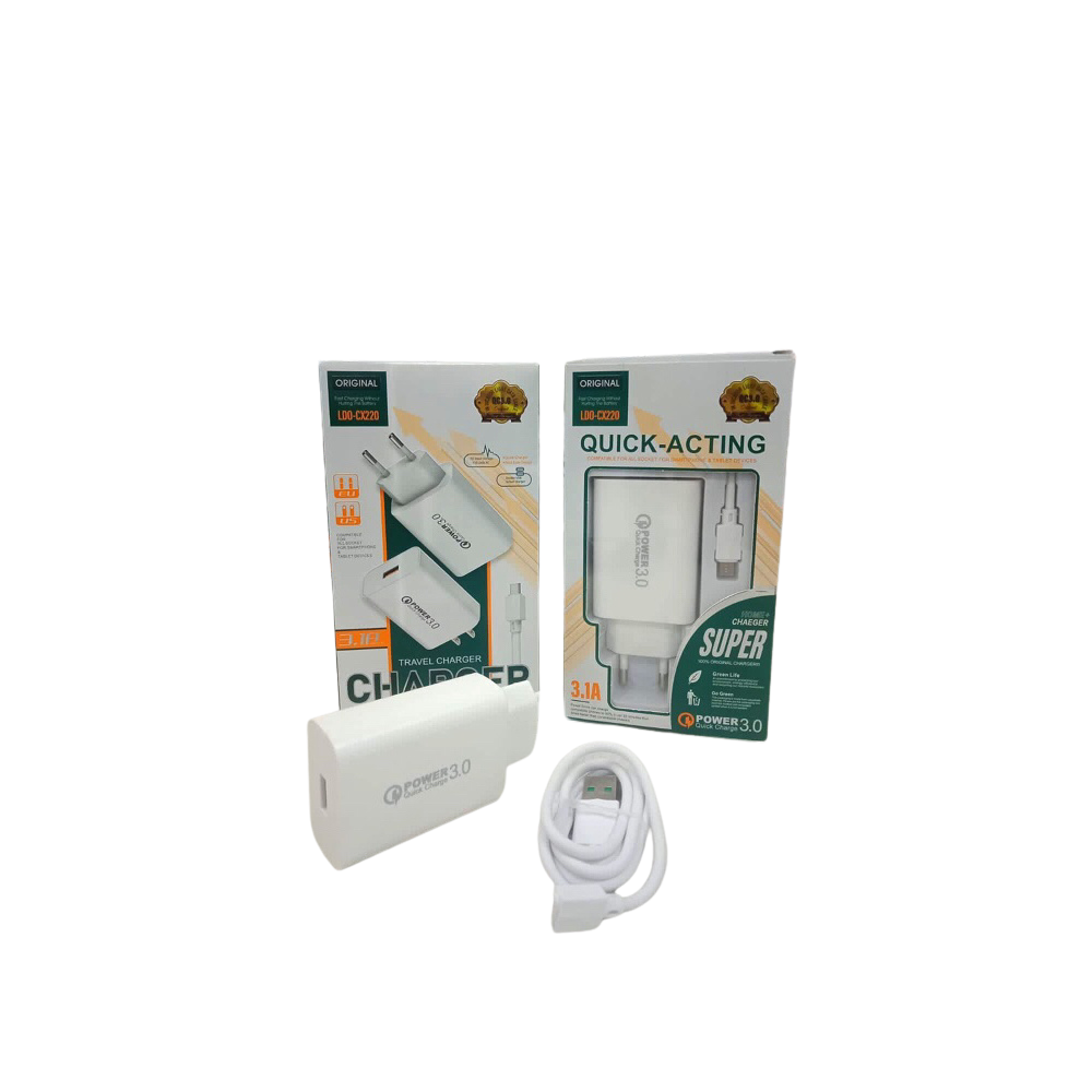 Chargeur secteur  3.1A  + CABLE MICRO USB