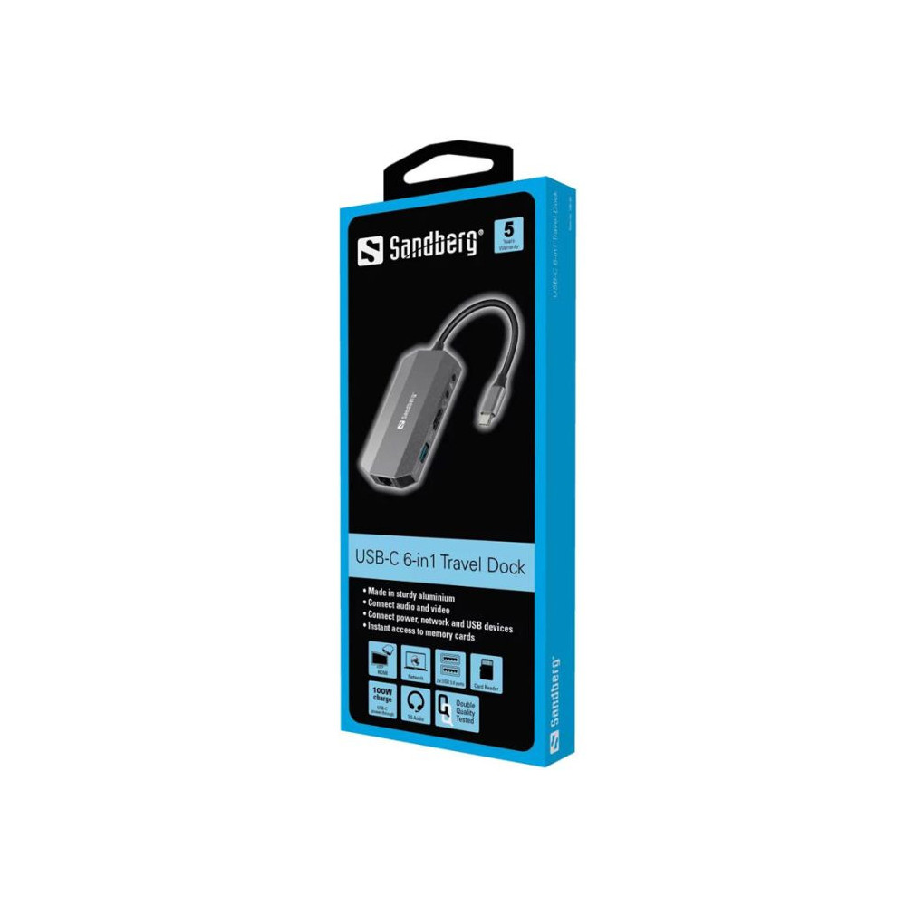 STATION D'ACCUEIL SANDBERG DOCK USB-C 6 IN 1