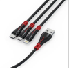 Câble KINGLEEN  3en1 USB vers Micro USB / Type C / Lightning / Noir