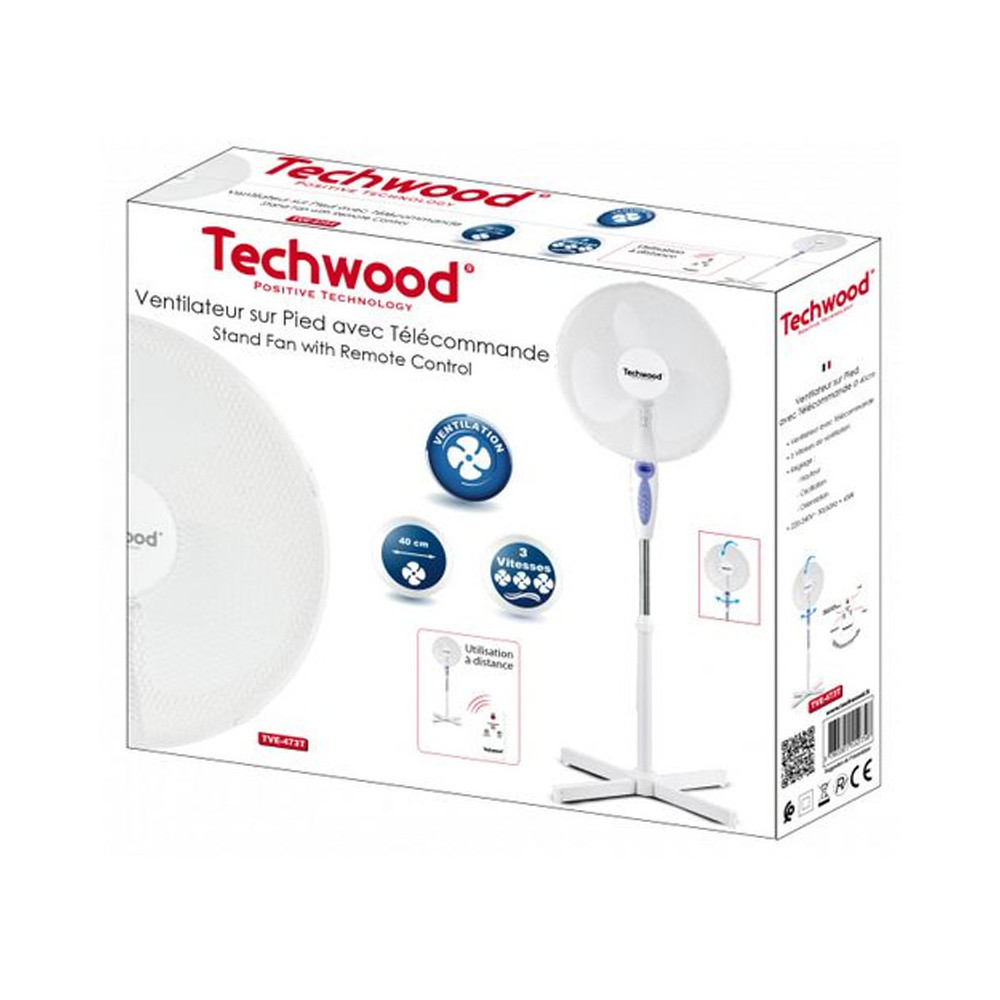 VENTILATEUR SUR PIED TECHWOOD TVE-473T / BLANC