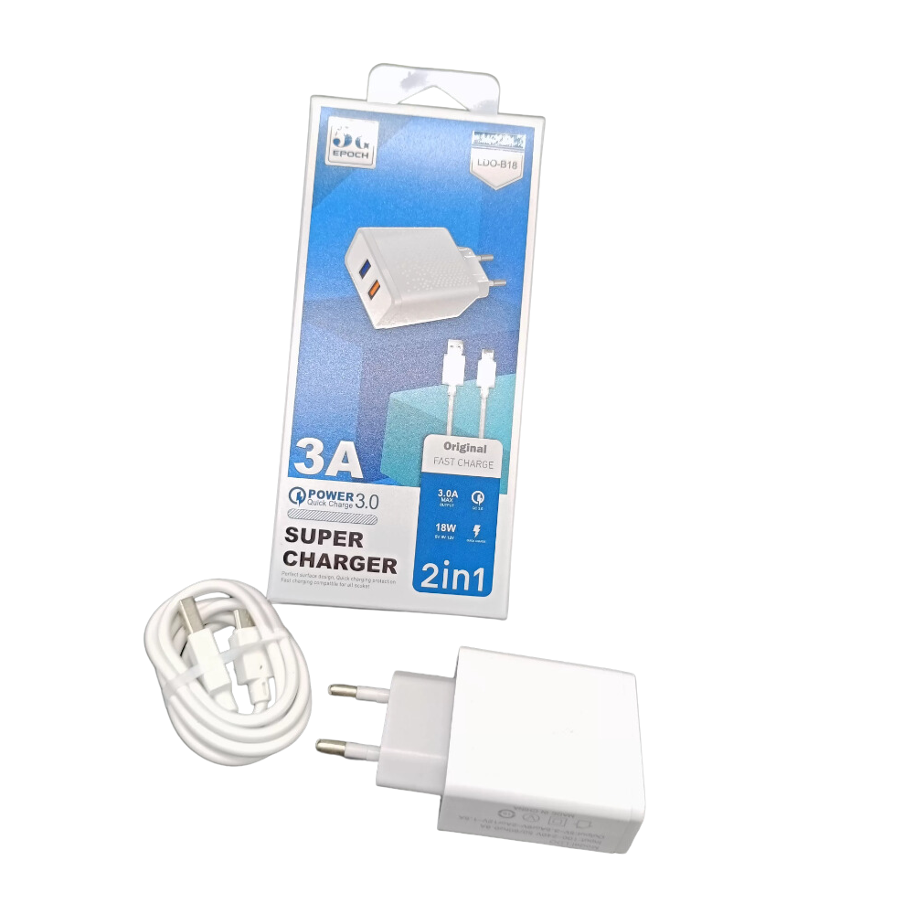 Chargeur secteur avec cable Lightning / 18W / 2 PORTS