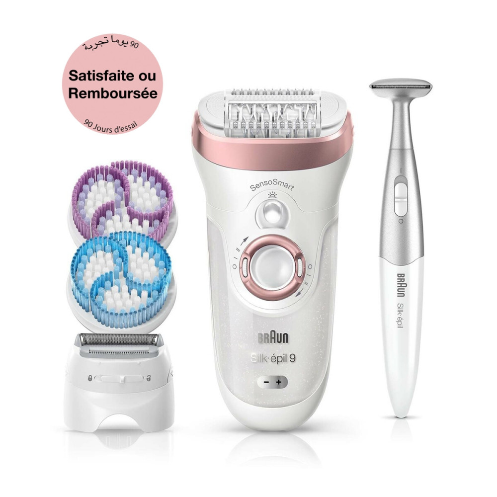 Epilateur électrique Braun Silk-épil 9 9/980 SkinSpa SensoSmart avec 13 Accessoires et tondeuses 3-en-1