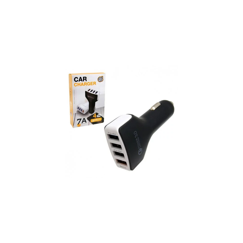 Chargeur Allume-cigare de voiture 48 W / 4X USB / 7A / Noir