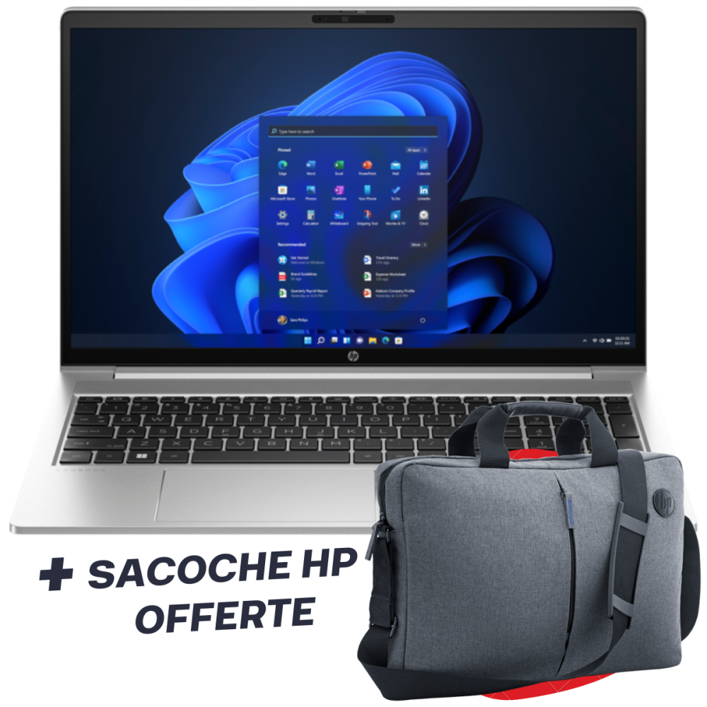 Pc Portable HP ProBook 450 / i5-1335U / 12 Go / 256 Go SSD / Argent Avec Sacoche HP 15.6" Offerte
