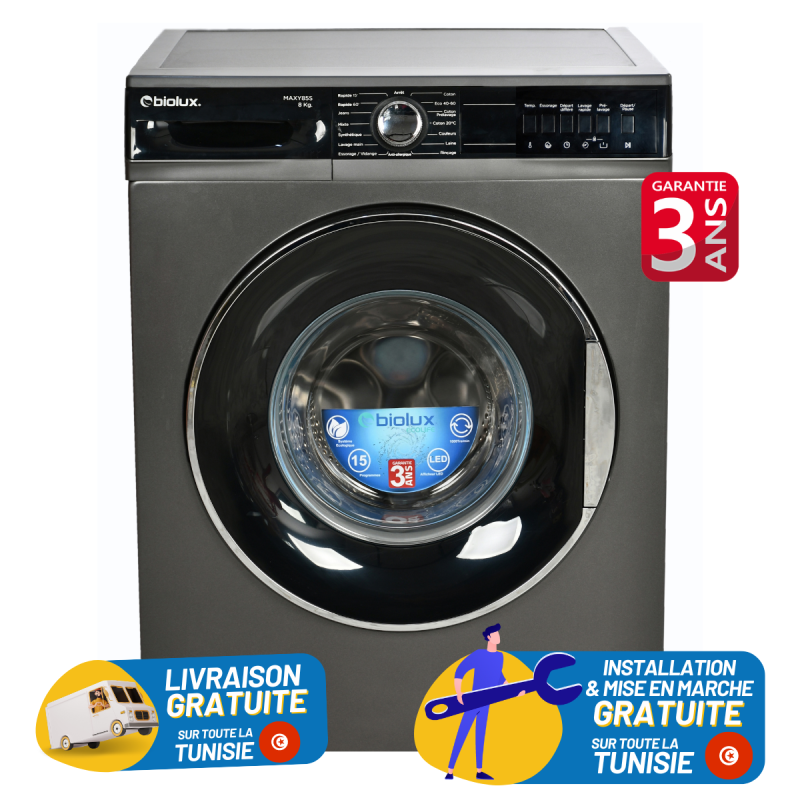 Machine À Laver Frontal BIOLUX MAXY-85S /  8Kg  / Silver