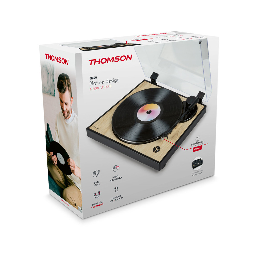 Platine vinyle Bluetooth design en bois – TT300 Thomson