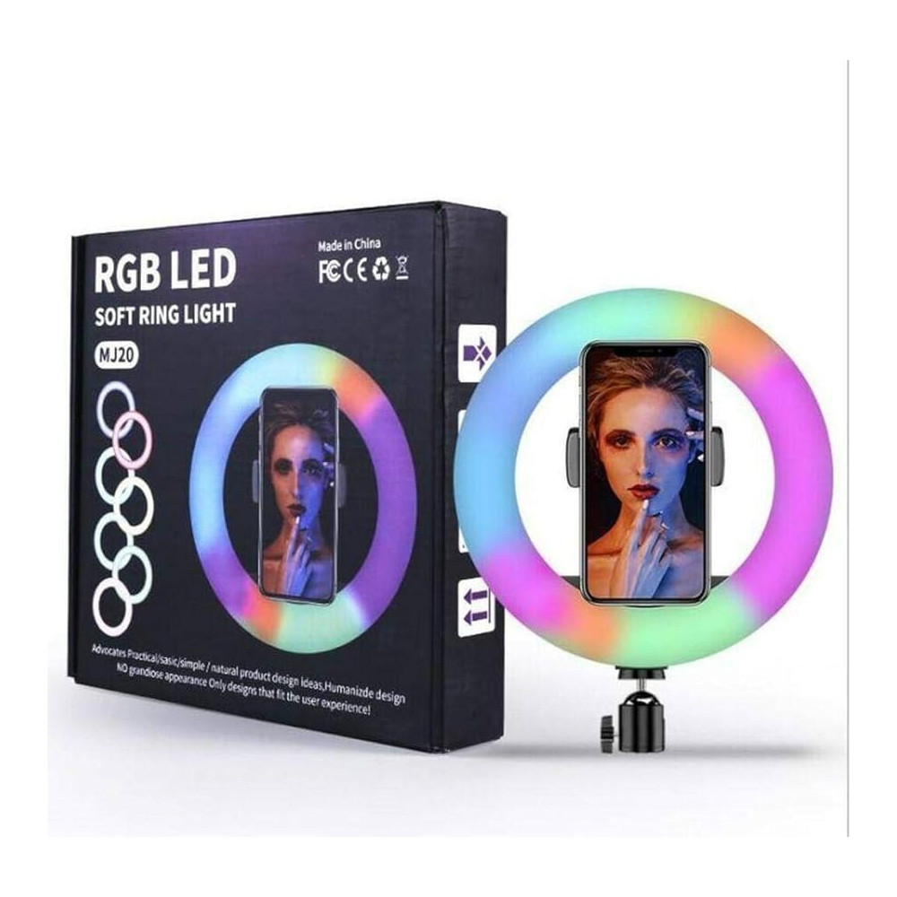 Selfie Ring Light 360° + tripode / 2 Mètres / RGB / Noir