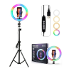 Selfie Ring Light 360° + tripode / 2 Mètres / RGB / Noir