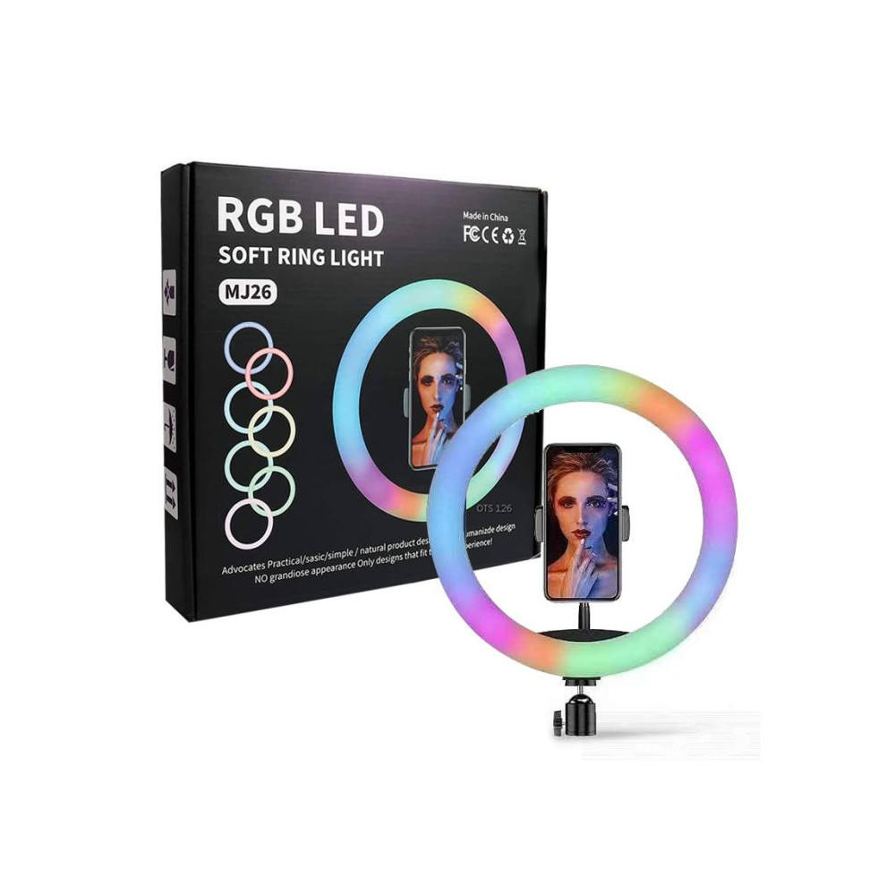 Selfie Ring Light 360° + tripode / 2 Mètres / RGB / Noir