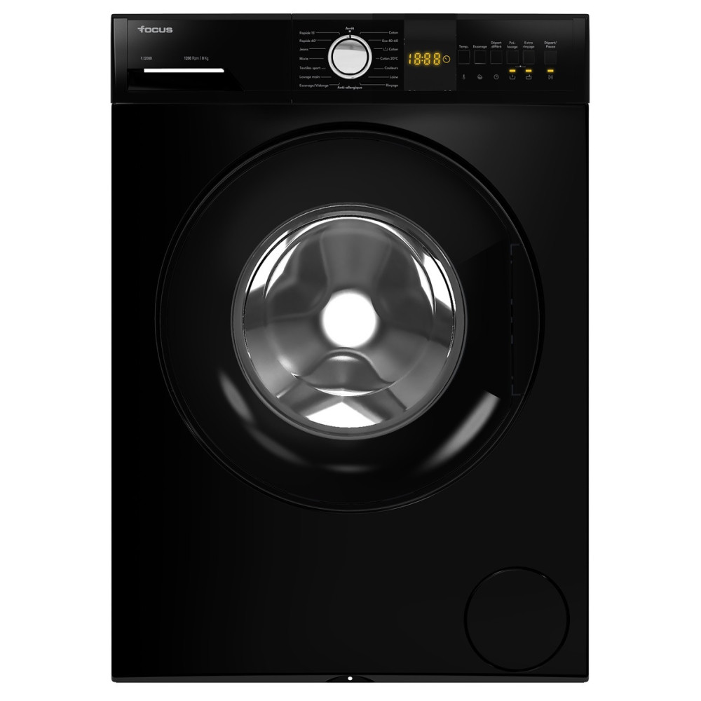 Machine à Laver Frontale Focus / 8 Kg / 1200 Tours / Noir / F.1208B