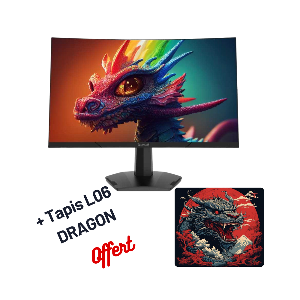 Ecran Gaming Curved Redragon AMBER 27" Led Full HD / 180Hz / NOIR + TAPIS DE SOURIS GAMER OFFERT