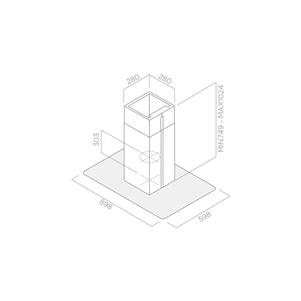 Hotte Centrale FOCUS  Tactile Vitro / 90 cm / Inox