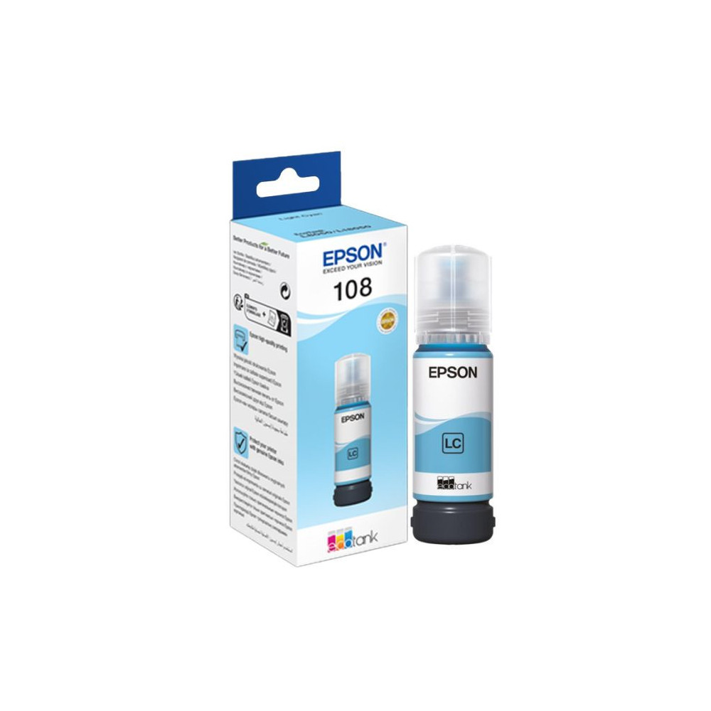 Bouteille d'encre Originale EPSON ECOTANK 108 / CYAN LIGHT