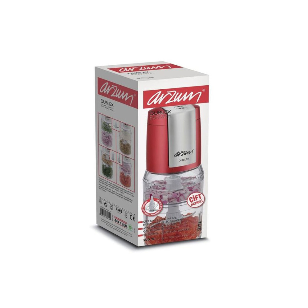 Hachoir ARZUM AR189GR Double Bol / 500 Watts / Rouge