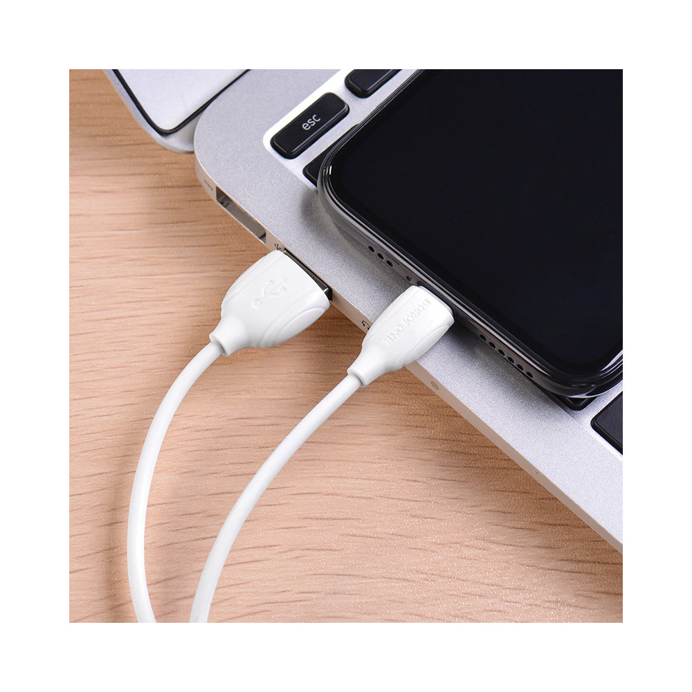 Câble Chargeur USB vers Lightning BOROFONE BX19 / 2.4A / Blanc