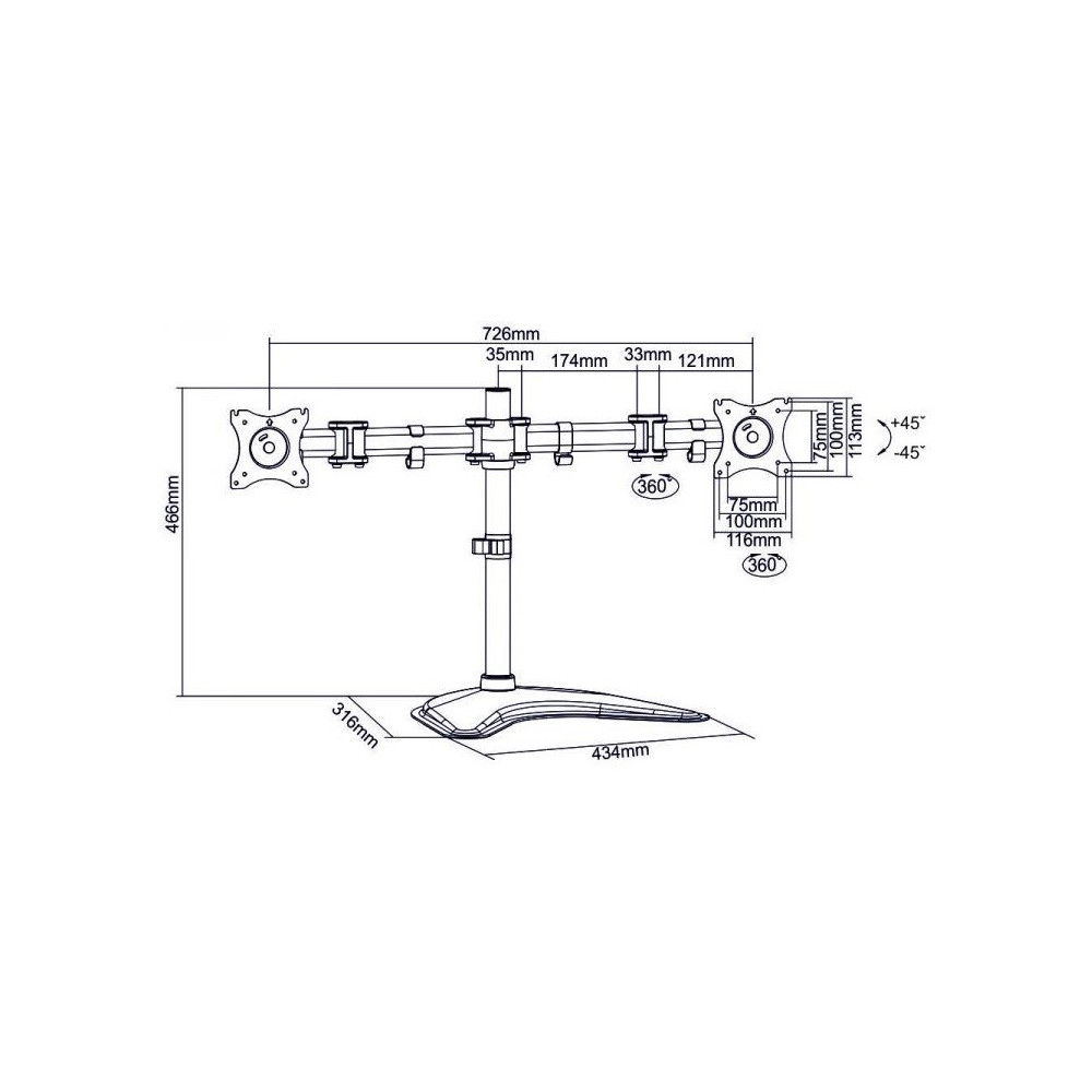 Support de bureau SBOX LCD-F024-2 / 13"-27"