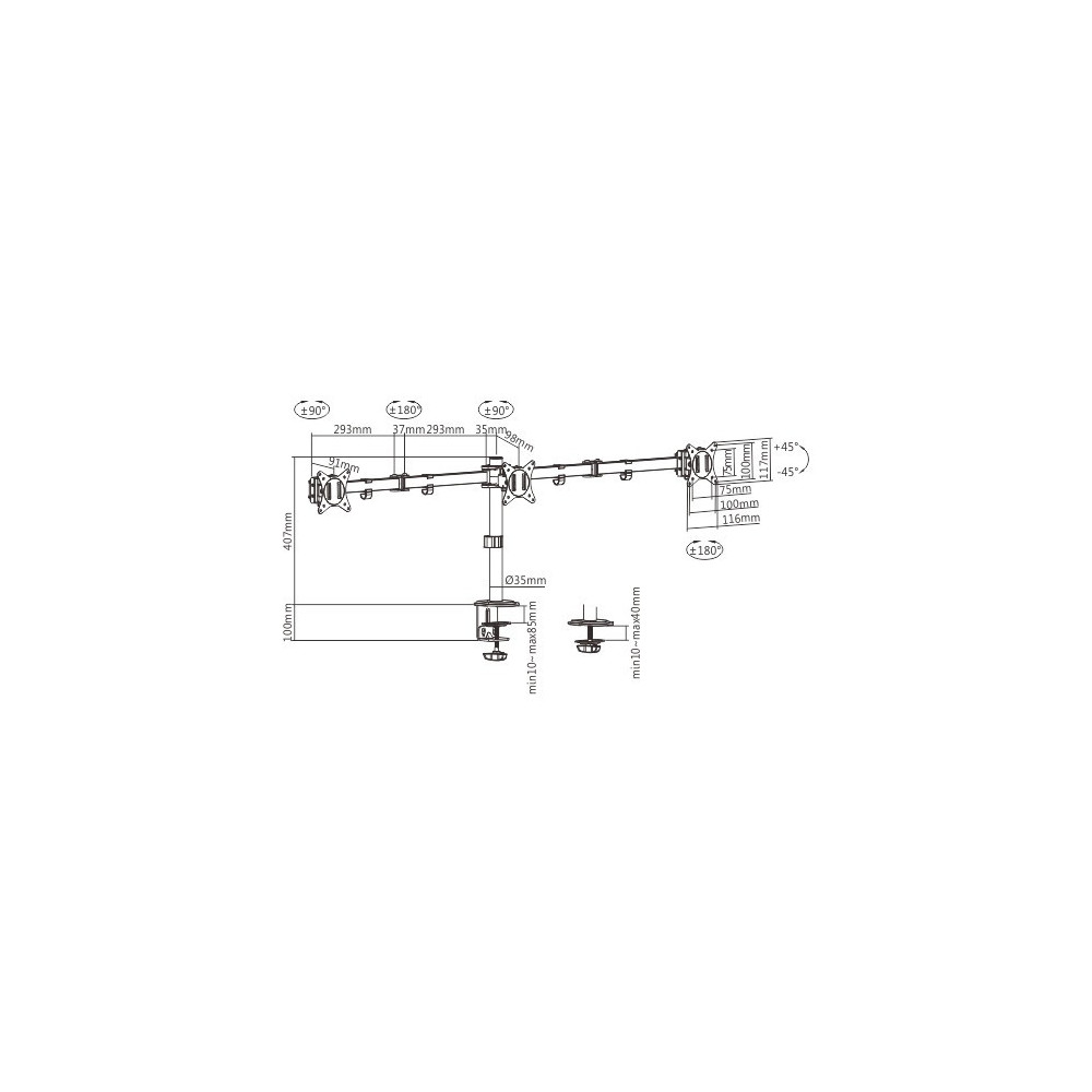Support De Bureau GEMBIRD MA-D3-01 / 17"-27"