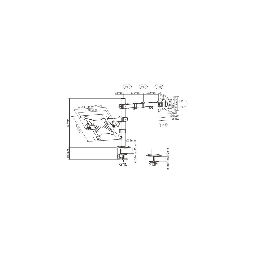 Support De Bureau GEMBIRD MA-DA-03 / 17" - 32"
