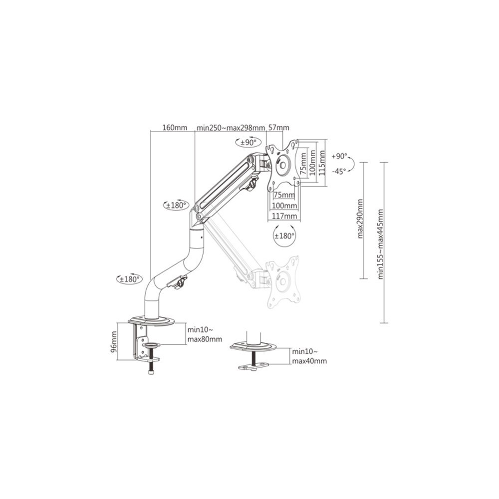 Support De Bureau GEMBIRD MA-DA1-02 / 13"-32"
