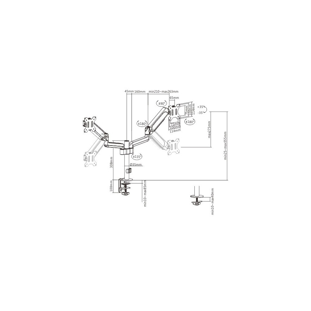 Support De Bureau GEMBIRD MA-DA2P-01 / 17"-32"