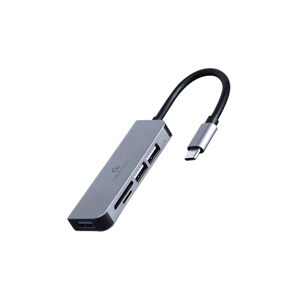 HUB USB Type C GEMBIRD 3 ports USB + Lecteur de carte mémoire / Gris