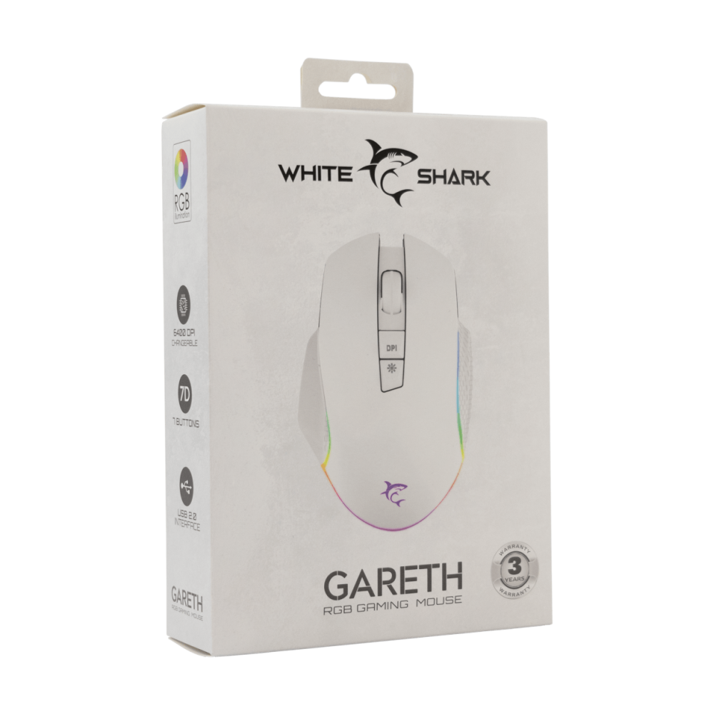 Souris Gamer White Shark GARETH GM-5009 / Blanc / RGB