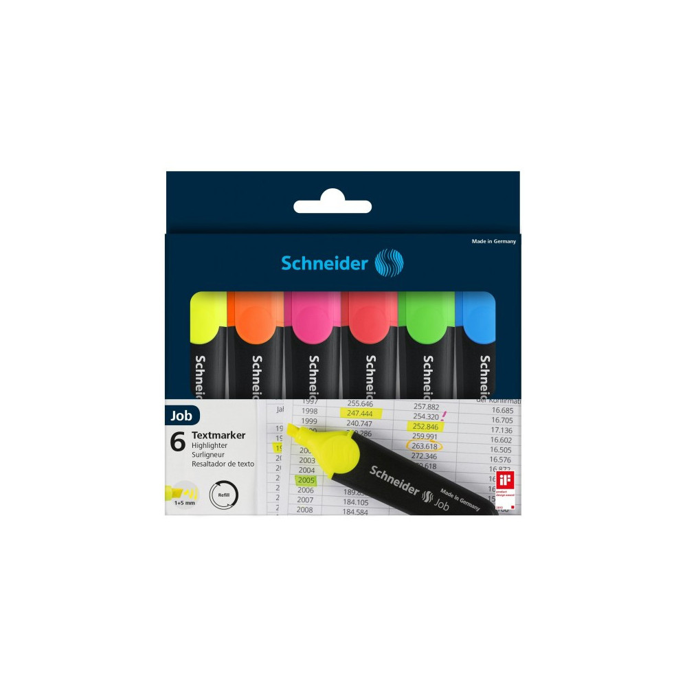 POCHETTE DE 6 SURLIGNEURS SCHNEIDER FLUO JOB 150