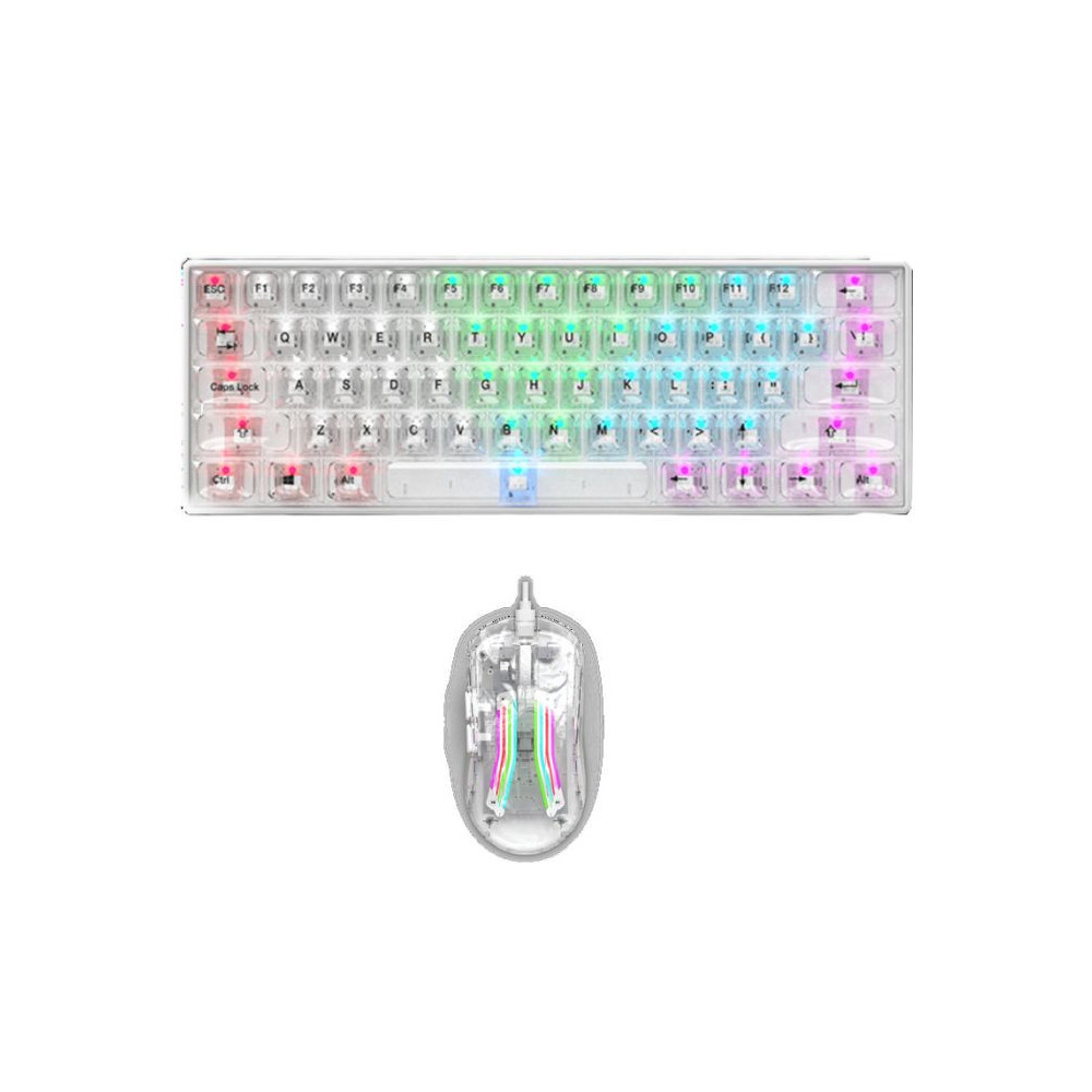ENSEMBLE CLAVIER ET SOURIS GAMER FILAIRE STAR WAVE GCM1085 RGB / TRANSPARENT