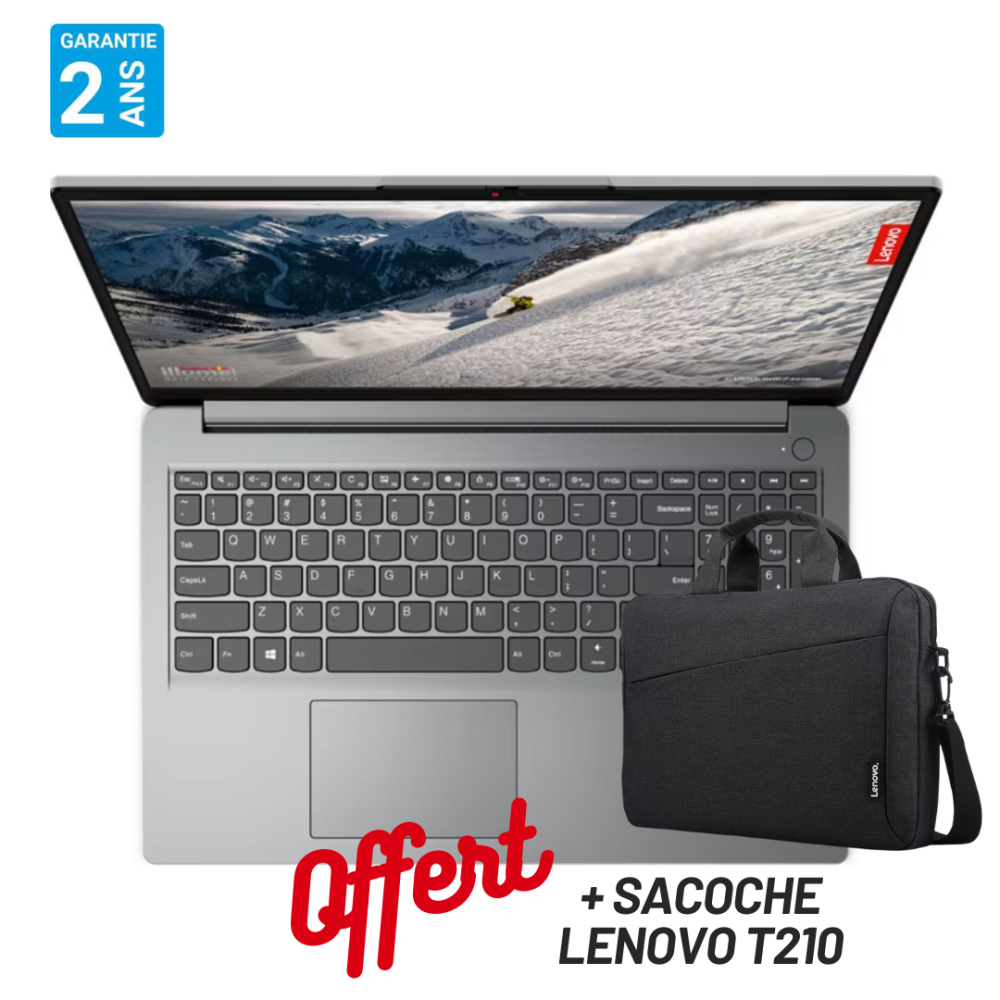 Pc Portable Lenovo IdeaPad 1 15ALC7 / Ryzen 7 5700U / 8 Go / 512 Go SSD / Gris Avec SACOCHE LENOVO Offert