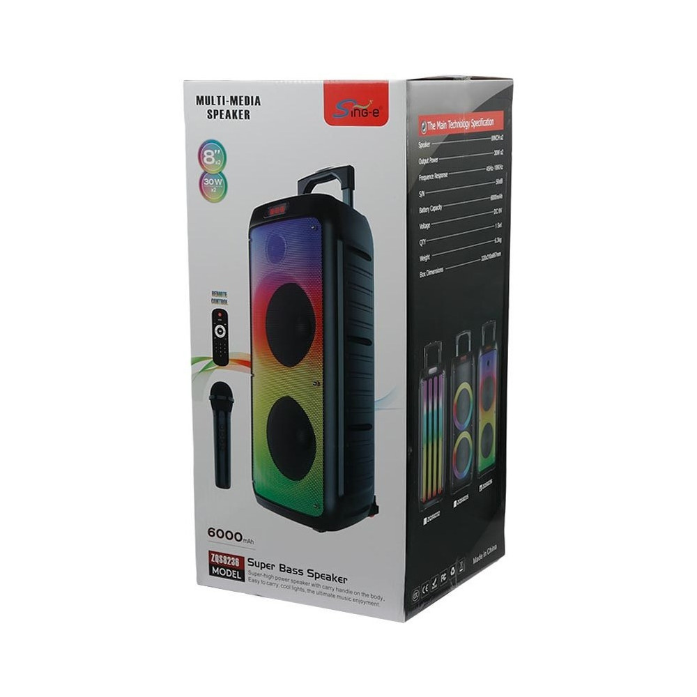 Haut-parleur Bluetooth ZQS8236 / Avec Microphone karaoké / 40W / Noir